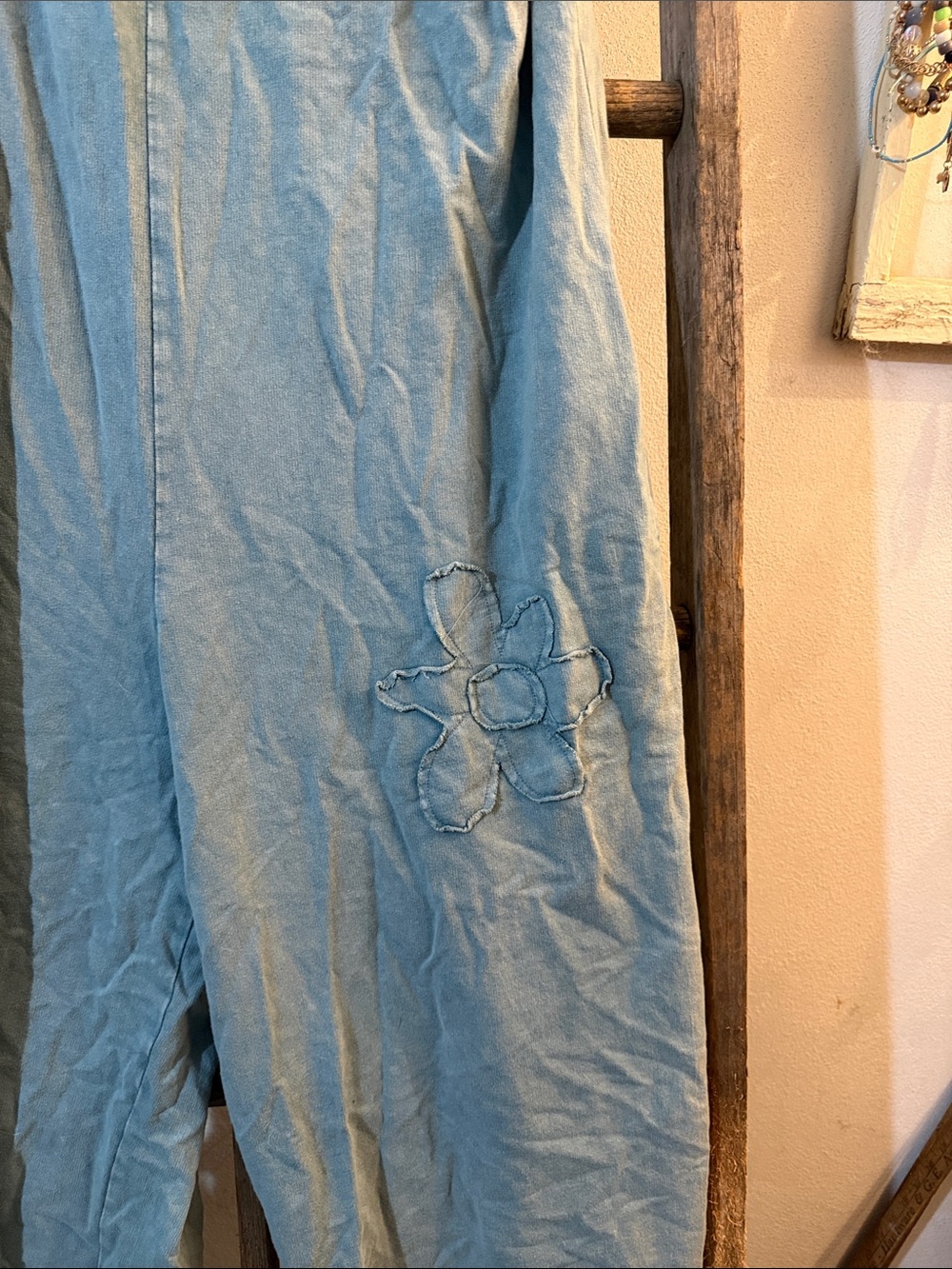Light Blue Women's Tie-Shoulder Wide Leg Jumpsuit - Picture 2 of 13